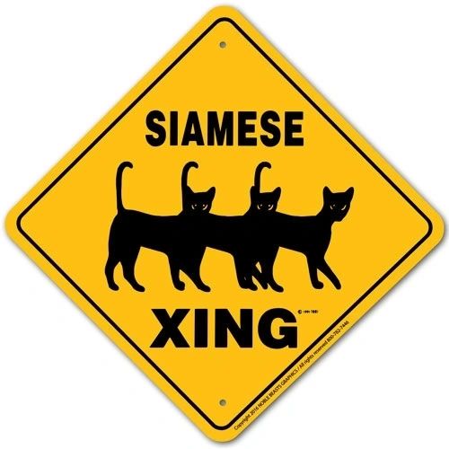 Siamese Xing Sign Aluminum 12 in X 12 in #20698