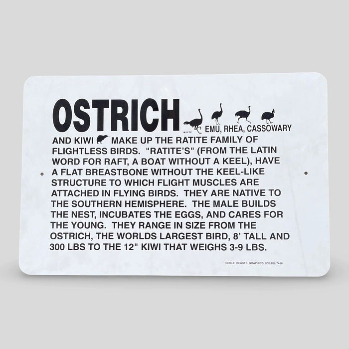 Ostrich Information Sign Aluminum 12 in X 18 in #146704