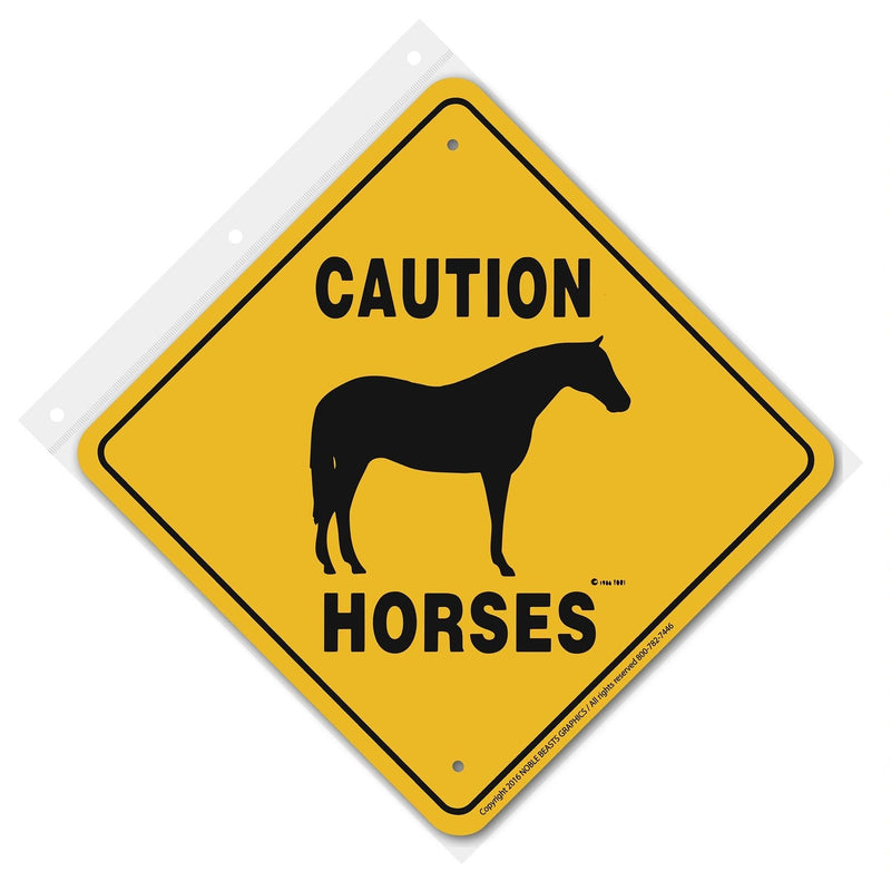 Caution Horses (TB) Sign Aluminum 12 in X 12 in #21398