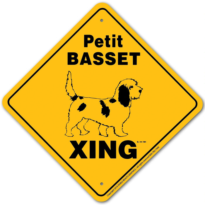 Petit Basset Xing Sign Aluminum 12 in X 12 in #20674