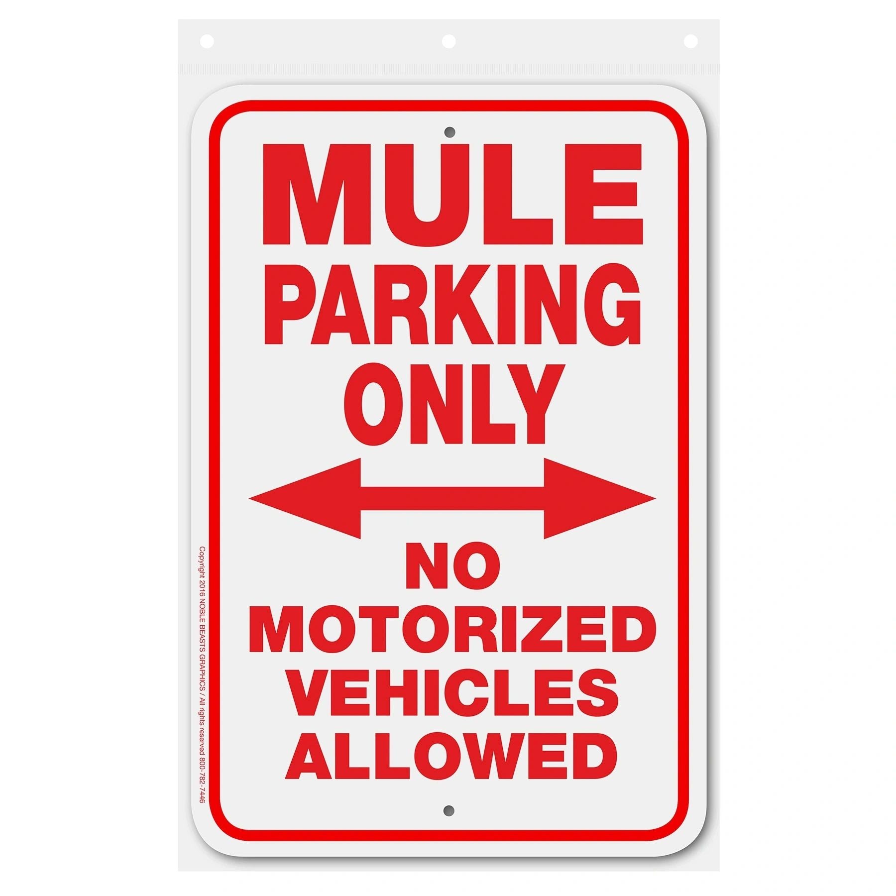 MULE PARKING ONLY NO MOTORIZED VEHICLES ALLOWED signage