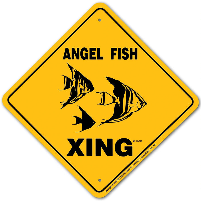 Angel Fish Xing Sign Aluminum 12 in X 12 in #20851