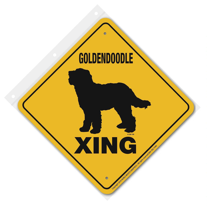 Goldendoodle Xing Sign Aluminum 12 in X 12 in #201011