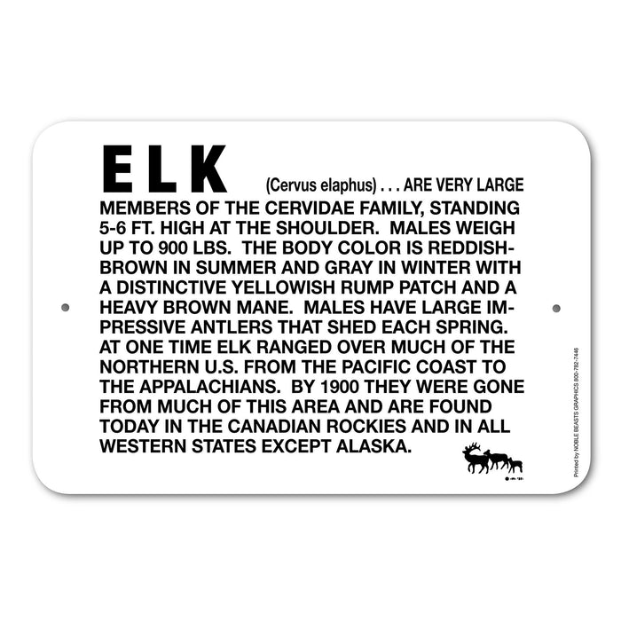 Elk Information Sign Aluminum 12 in X 18 in #146711