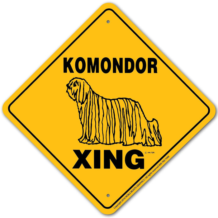 Komondor Xing Sign Aluminum 12 in X 12 in #20645