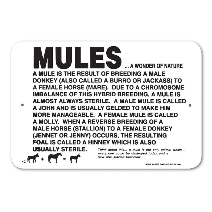 Mules Information Sign Aluminum 12 in X 18 in #146688