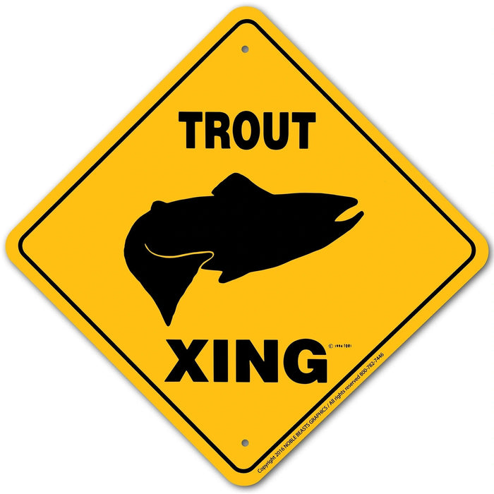 Trout Xing Sign Aluminum 12 in X 12 in #20786