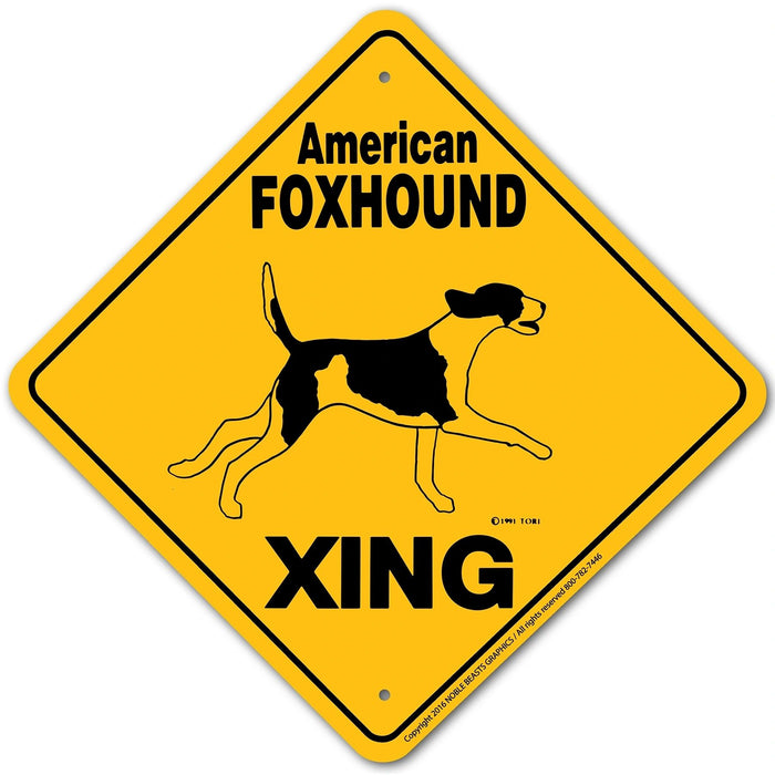 American Foxhound Xing Sign Aluminum 12 in X 12 in #20627