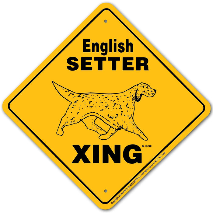 English Setter Xing Sign Aluminum 12 in X 12 in #20619