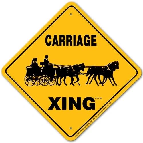 Carriage (4 In Hand) Xing Sign Aluminum 12 in X 12 in #20677