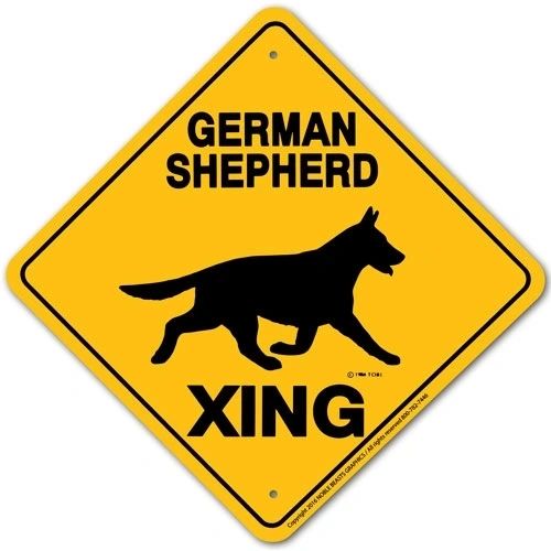 German Shepherd Xing Sign Aluminum 12 in X 12 in #20434