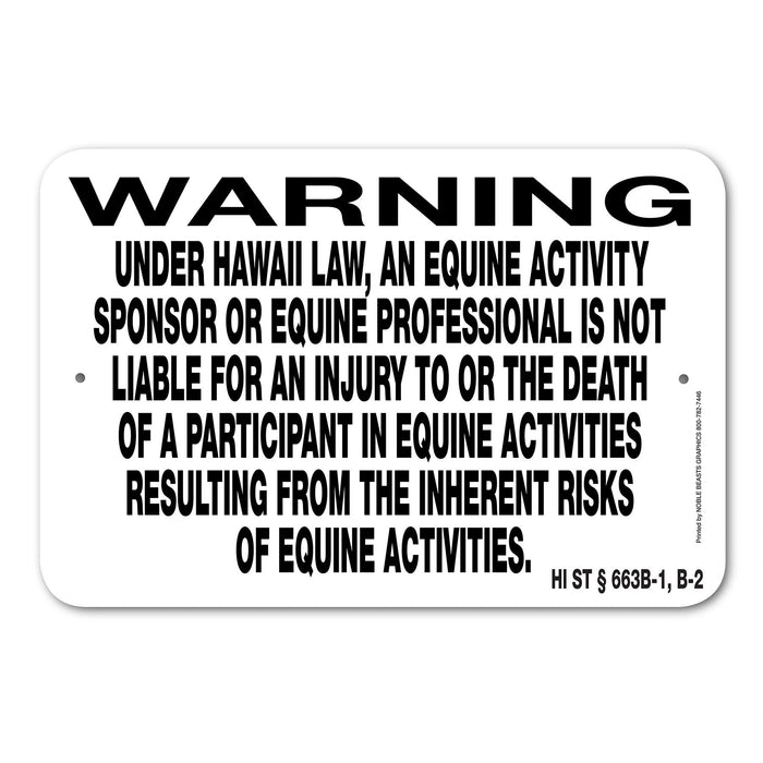 Equine Liability Signs H-L
