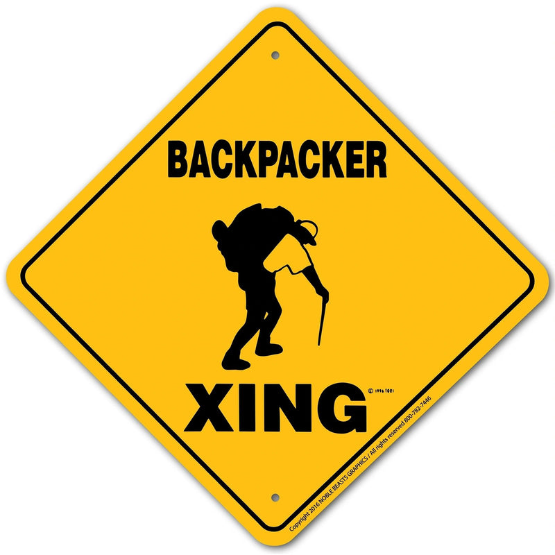 Backpacker Xing Sign Aluminum 12 in X 12 in #20935