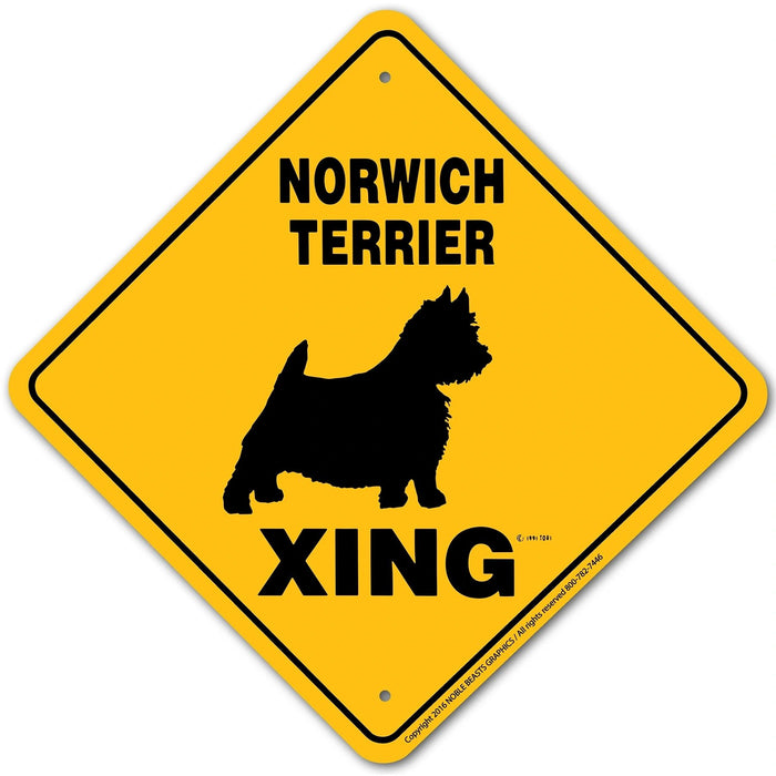 Norwich Terrier Xing Sign Aluminum 12 in X 12 in #20652