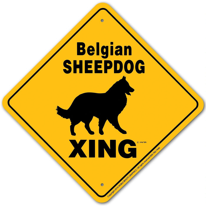 Belgian Sheepdog Xing Sign Aluminum 12 in X 12 in #20615