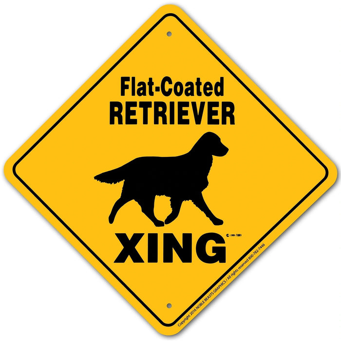 Flat-Coated Retriever Xing Sign Aluminum 12 in X 12 in #20646