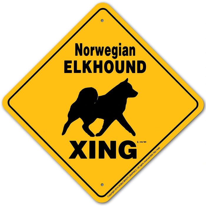 Norwegian Elkhound Xing Sign Aluminum 12 in X 12 in #20599