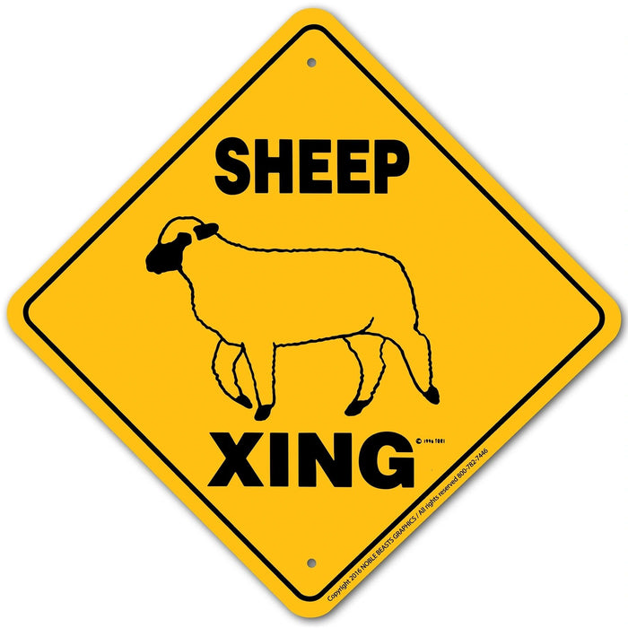Sheep (Generic Black Face) Xing Sign Aluminum 12 in X 12 in #20762