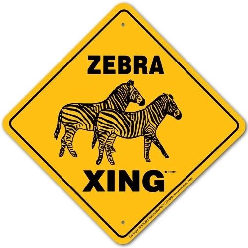 Zebra Xing Sign Aluminum 12 in X 12 in #20764