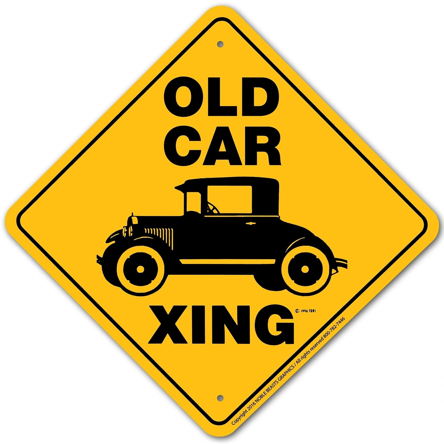 Old Car Xing Sign Aluminum 12 in X 12 in