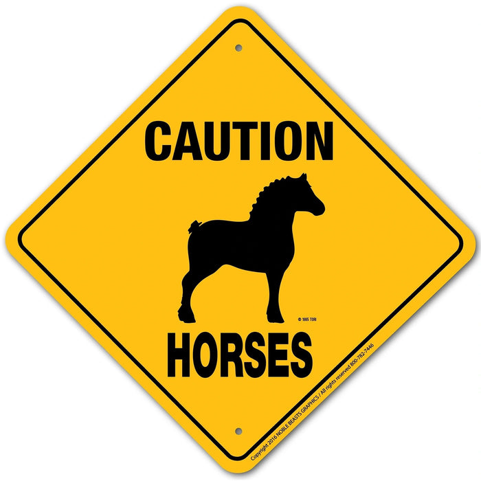 Horses (Draft) Caution Xing Sign Aluminum 12 in X 12 in #21320