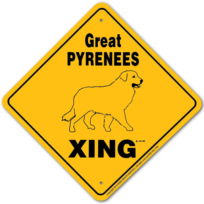 Great Pyrenees Xing Sign Aluminum 12 in X 12 in #20552