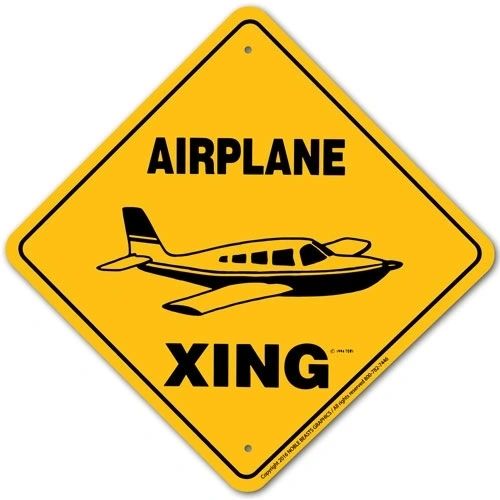 Airplane Xing Sign Aluminum 12 in X 12 in #20785