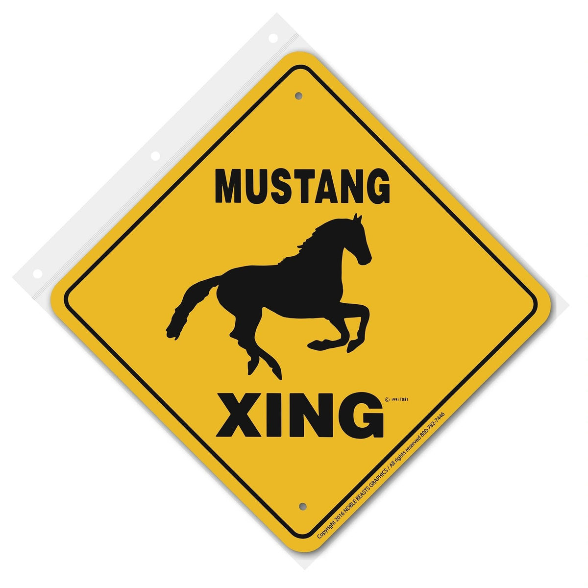 Mustang Xing Sign Aluminum 12 in X 12 in #20664