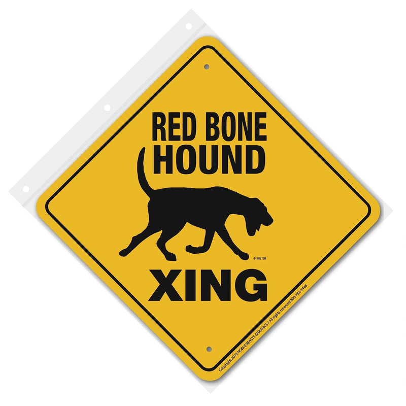 Red Bone Hound Xing Sign Aluminum 12 in X 12 in #20046