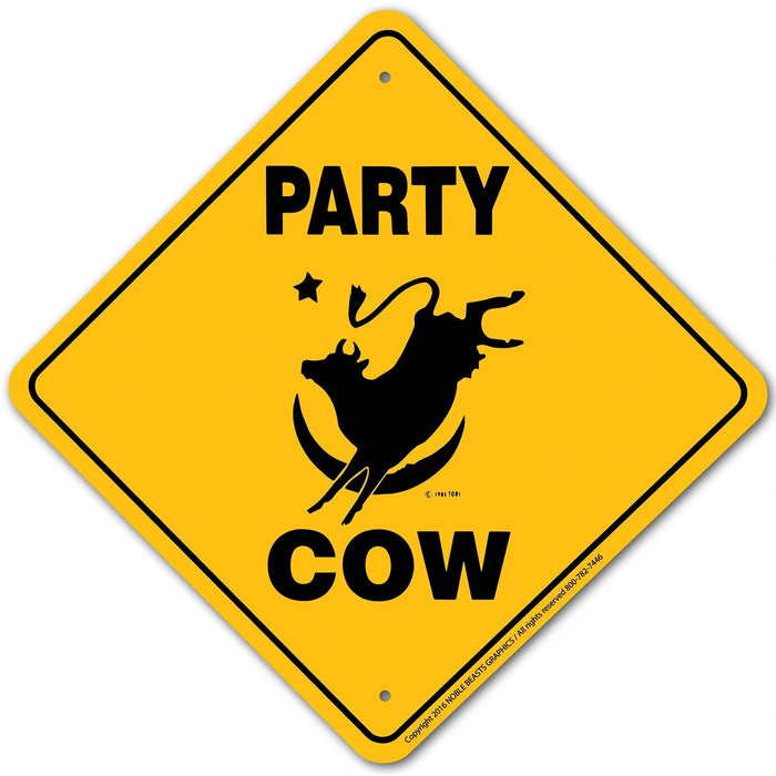 Party Cow Xing Sign Aluminum 12 in X 12 in #20821