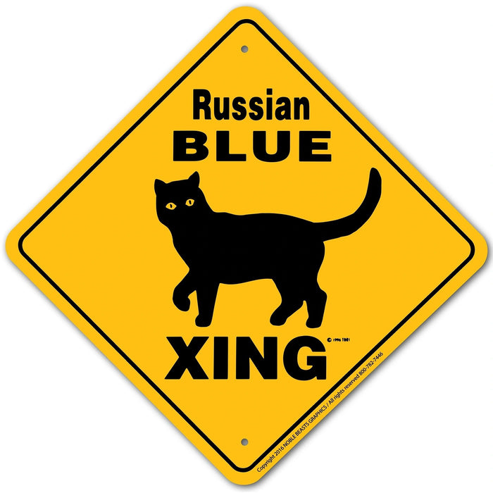 Russian Blue Xing Sign Aluminum 12 in X 12 in #20917