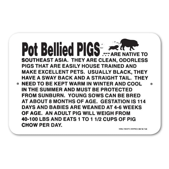 Pot Bellied Pigs Information Sign Aluminum 12 in X 18 in #146707