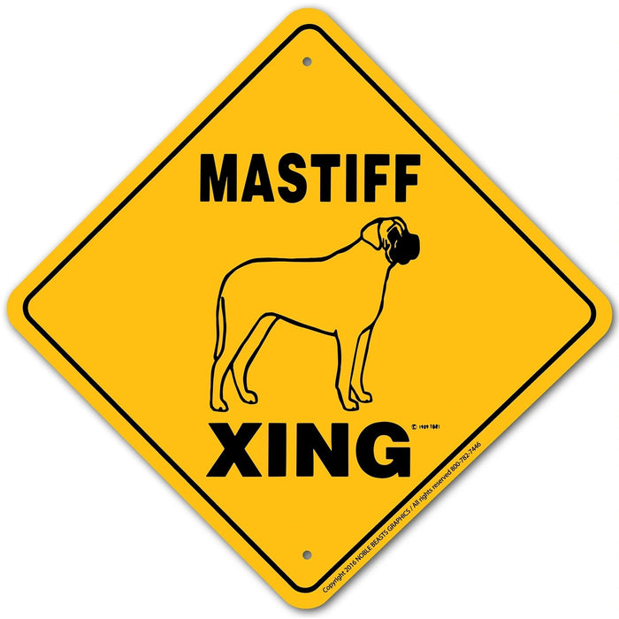 Mastiff Xing Sign Aluminum 12 in X 12 in #20560