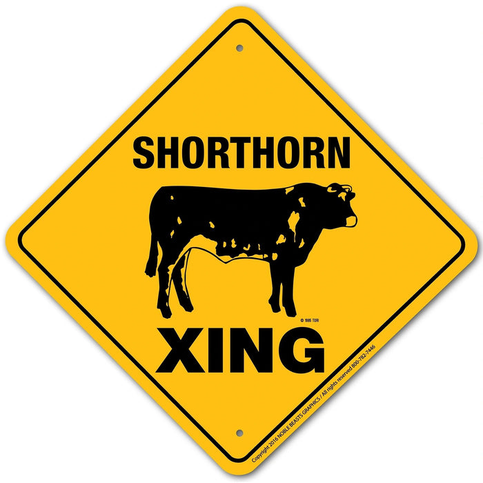 Shorthorn Xing Sign Aluminum 12 in X 12 in #20718