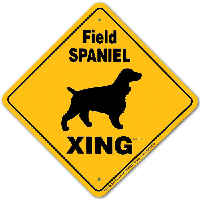 Field Spaniel Xing Sign Aluminum 12 in X 12 in #20636