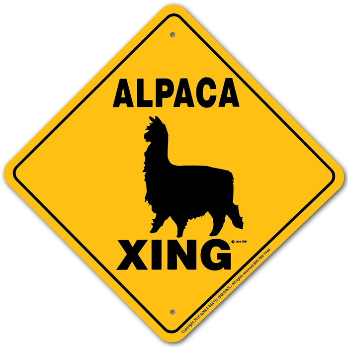 Alpaca (Suri) Xing Sign Aluminum 12 in X 12 in #20993