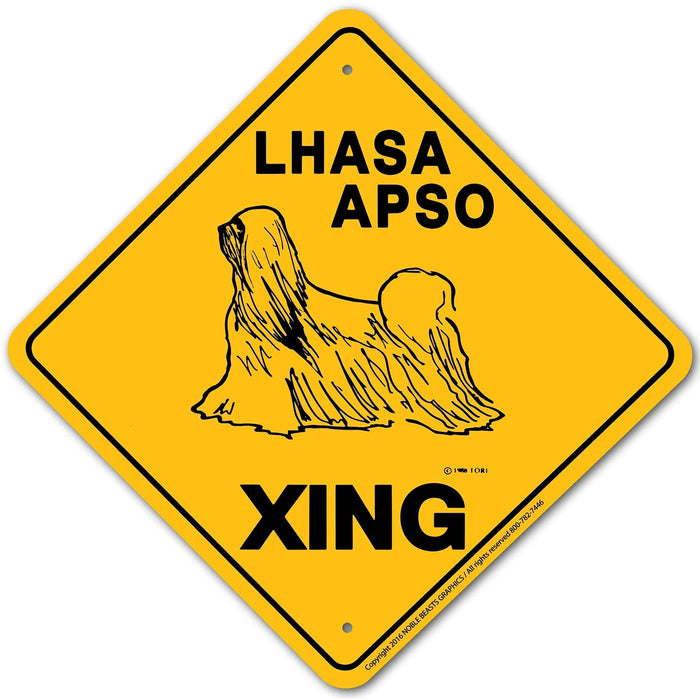 Lhasa Apso Xing Sign Aluminum 12 in X 12 in #20504