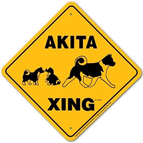 Akita Xing Sign Aluminum 12 in X 12 in #20572