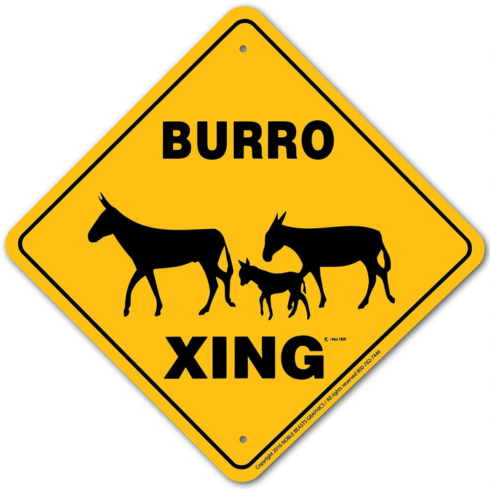 Burro Xing Sign Aluminum 12 in X 12 in #20354