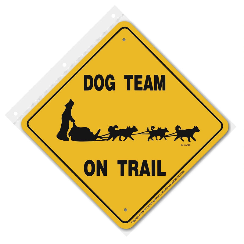 Dog Team on Trail Sign Aluminum 12 in X 12 in #20009