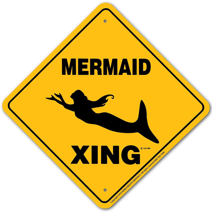 Mermaid Xing Sign Aluminum 12 in X 12 in #20921
