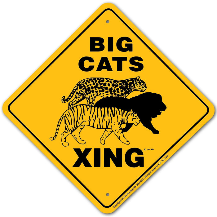 Big Cats Xing Sign Aluminum 12 in X 12 in #20699