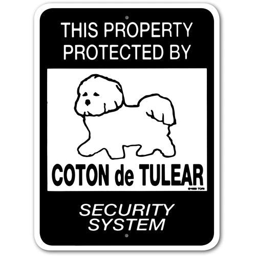 This Property Protected By Coton de Tulear Security System Sign Aluminum 9 in X 12 in #32010022