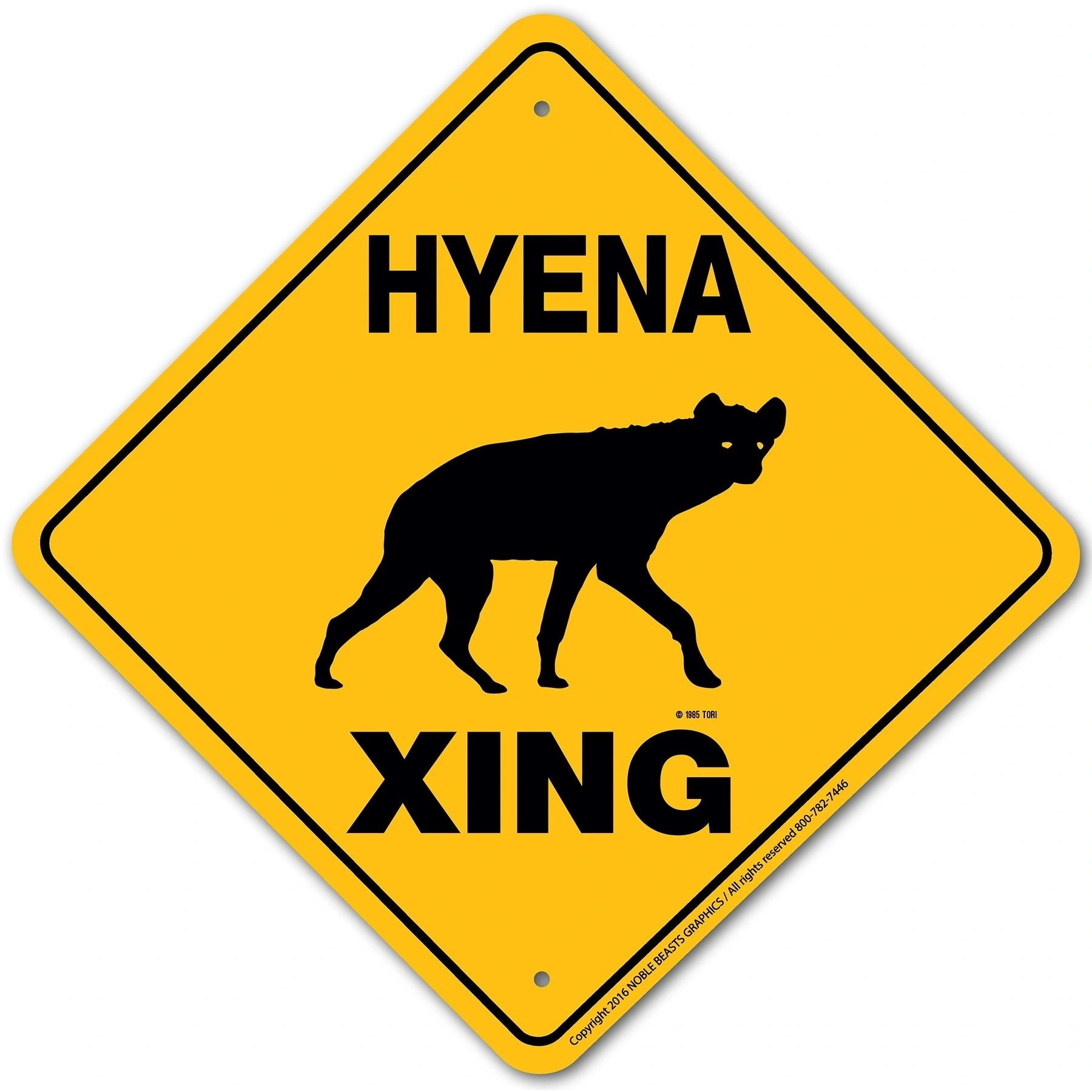 Hyena Xing Sign Aluminum 12 in X 12 in
