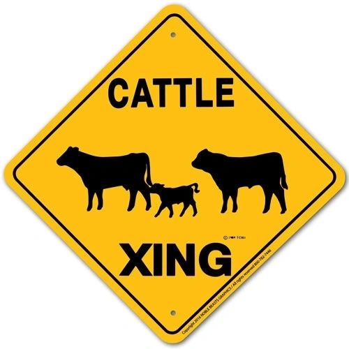 Cattle (Generic) Xing Sign Aluminum 12 in X 12 in #20584