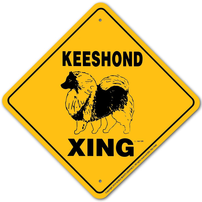 Keeshond Xing Sign Aluminum 12 in X 12 in #20558