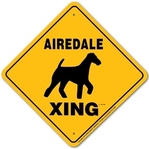 Airedale Xing Sign Aluminum 12 in X 12 in #20484