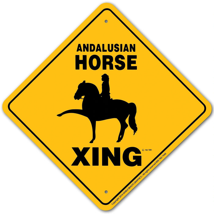 Andalusian Horse Xing Sign Aluminum 12 in X 12 in #20340