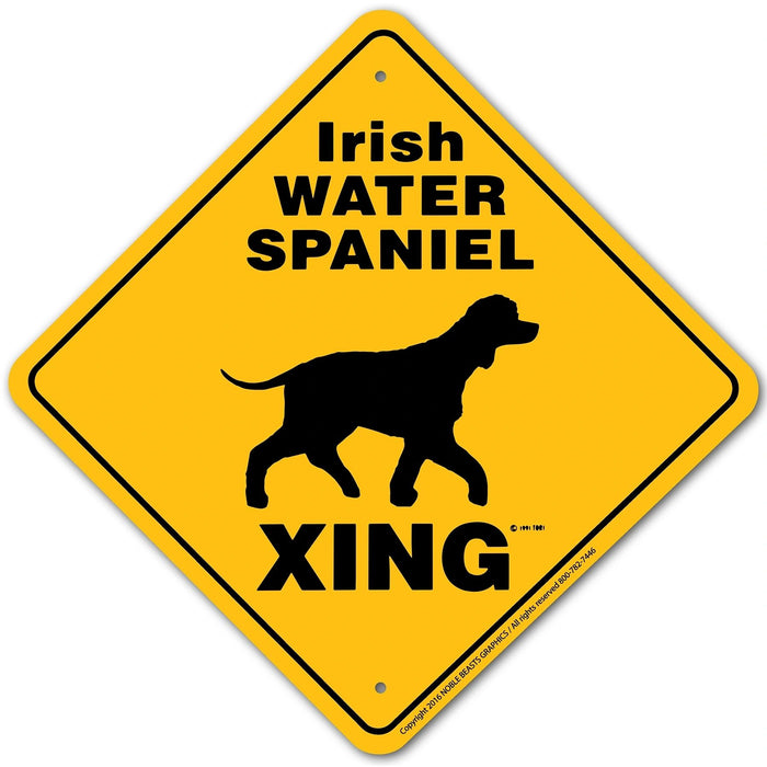 Irish Water Spaniel Xing Sign Aluminum 12 in X 12 in #20637