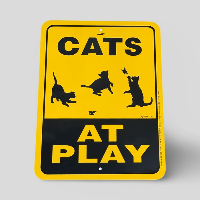 Cats At Play Sign Aluminum 9 in X 12 in #96003AP